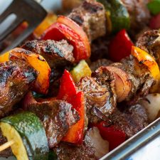 Kangaroo & Vegetable Skewers In Red Wine Marinade