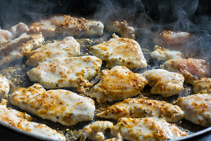 Grilling chicken for salad