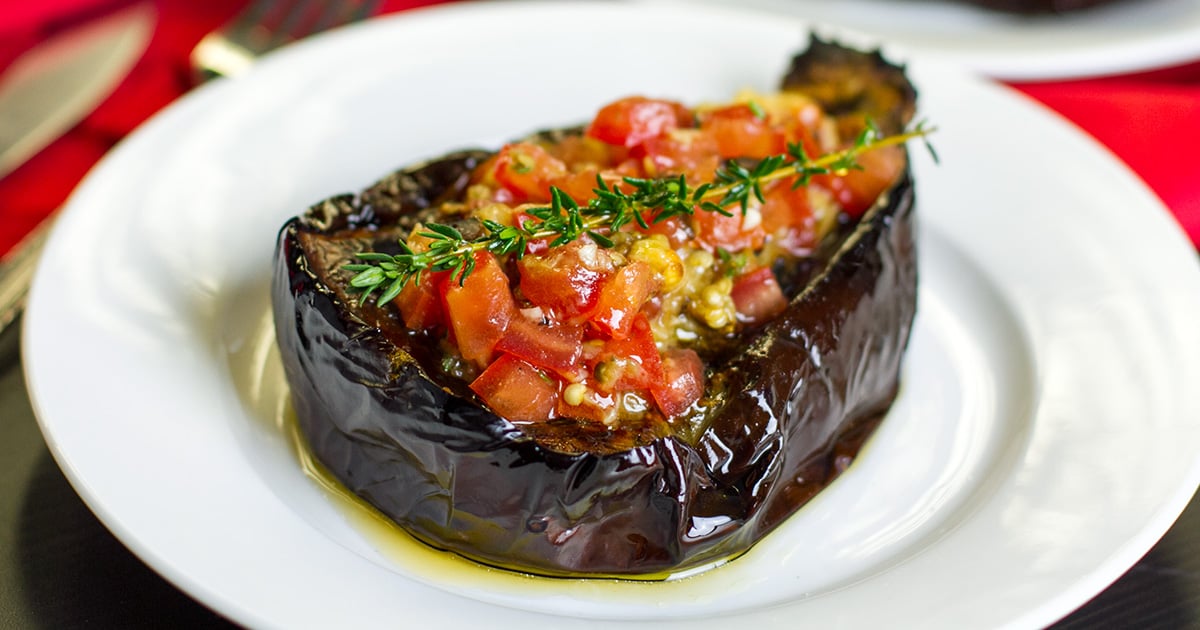 Baked Eggplant Stuffed With Tomato Salsa (Vegan, Whole30)