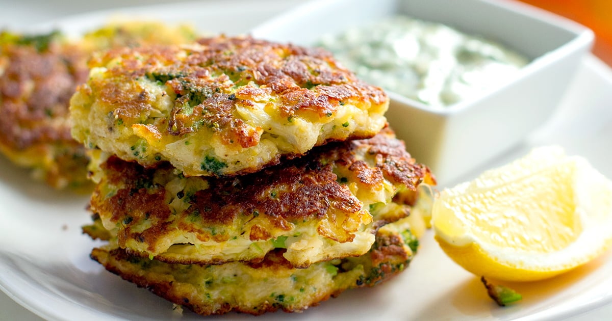Cauliflower Fritters with Halloumi & Broccoli