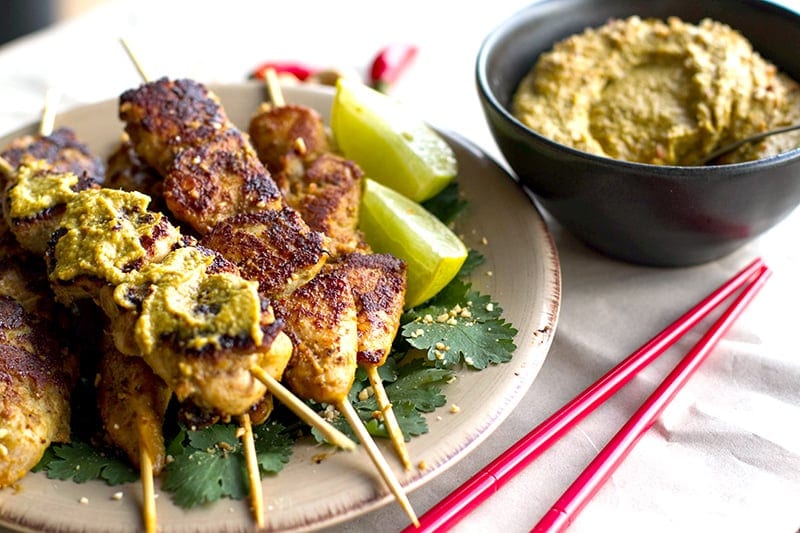 Paleo Satay Chicken Skewers