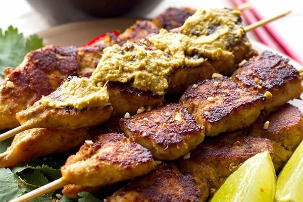 Paleo Satay Chicken Skewers With Creamy Cashew Sauce