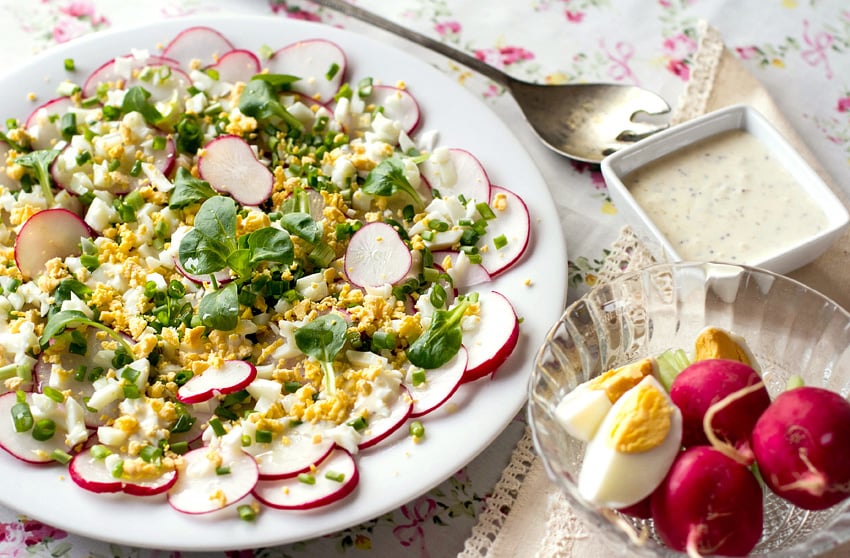 Healthy Radish Salad With Hard-Boiled Eggs & Creamy Dressing (Keto, Primal/Paleo, Gluten-free)