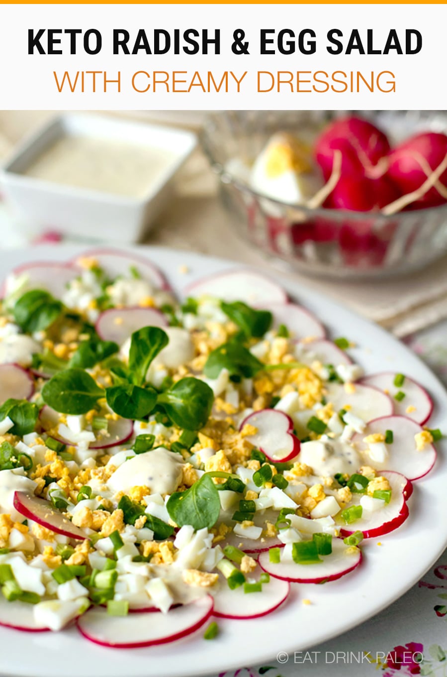 Radish Salad With Egg & Creamy Dressing (Keto, Gluten-free, Low-Carb, Healthy) | #egg #radish #salad