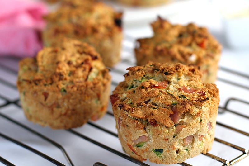 Grain-free zucchini ham muffins