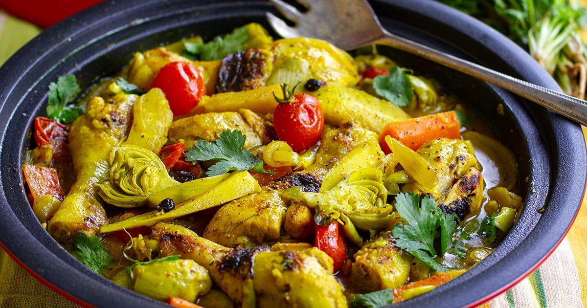 Moroccan Chicken Tagine With Artichokes, Carrots & Parsnips
