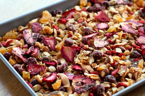 Paleo Granola With Oven-Dried Strawberries