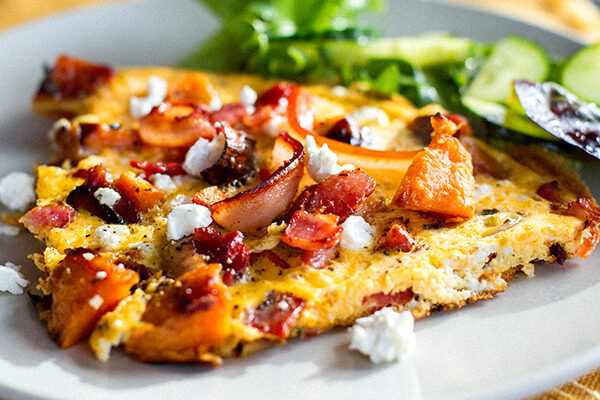 Sweet potato omelette with bacon