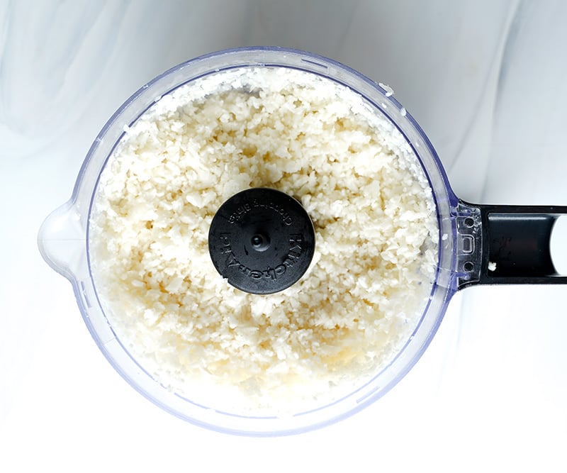 Making cauliflower rice in a food processor