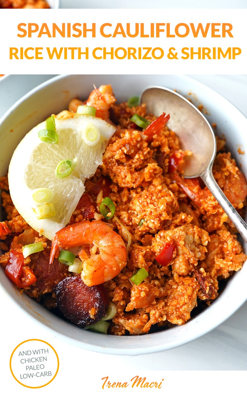 Cauliflower Spanish Rice With Chicken, Chorizo & Shrimp