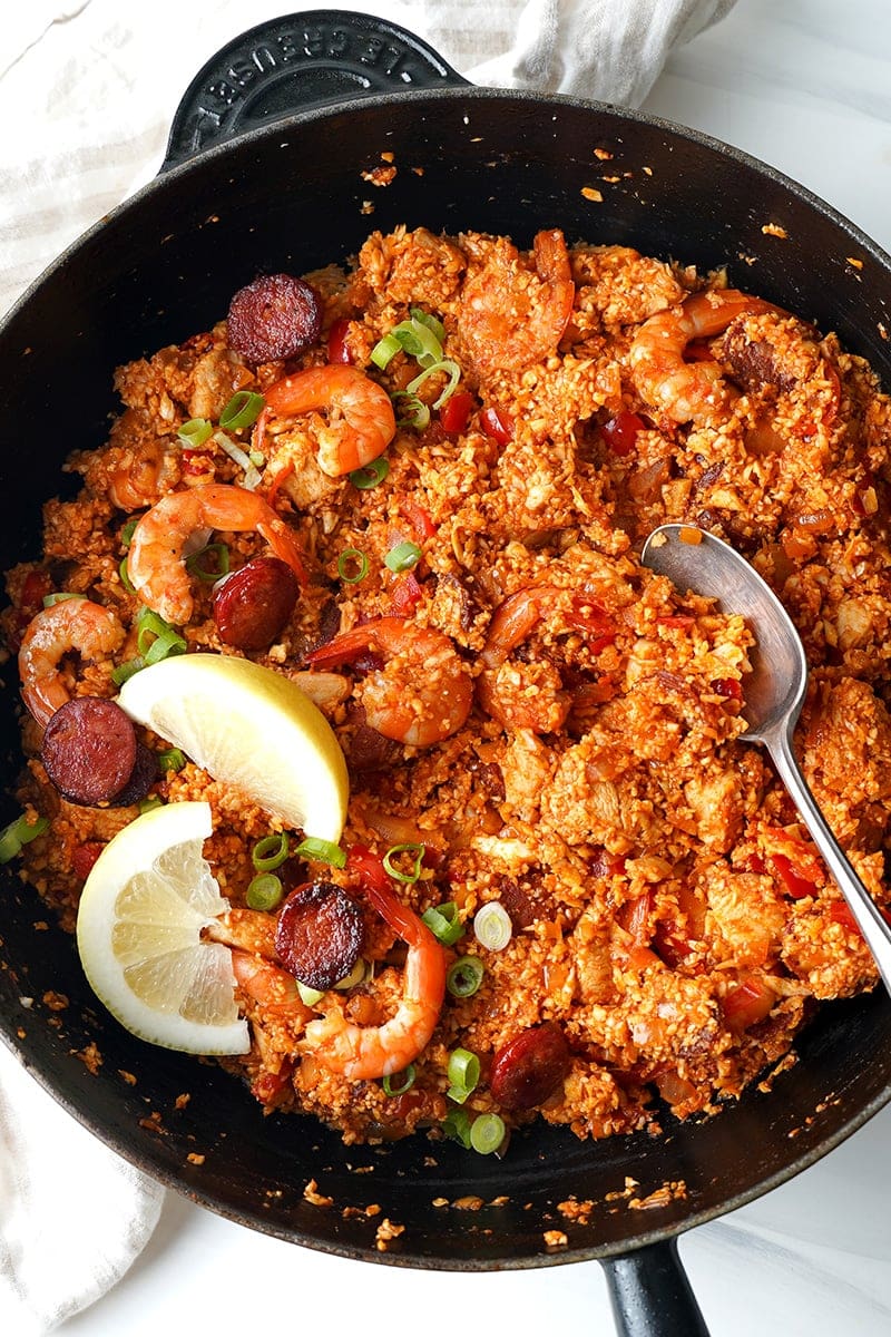 Spanish Cauliflower Rice With Chorizo, Chicken & Shrimp