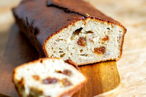 Sliced Paleo Banana Bread With Apricots & Walnuts