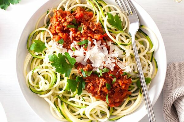 Paleo spaghetti Bolognese with zucchini noodles