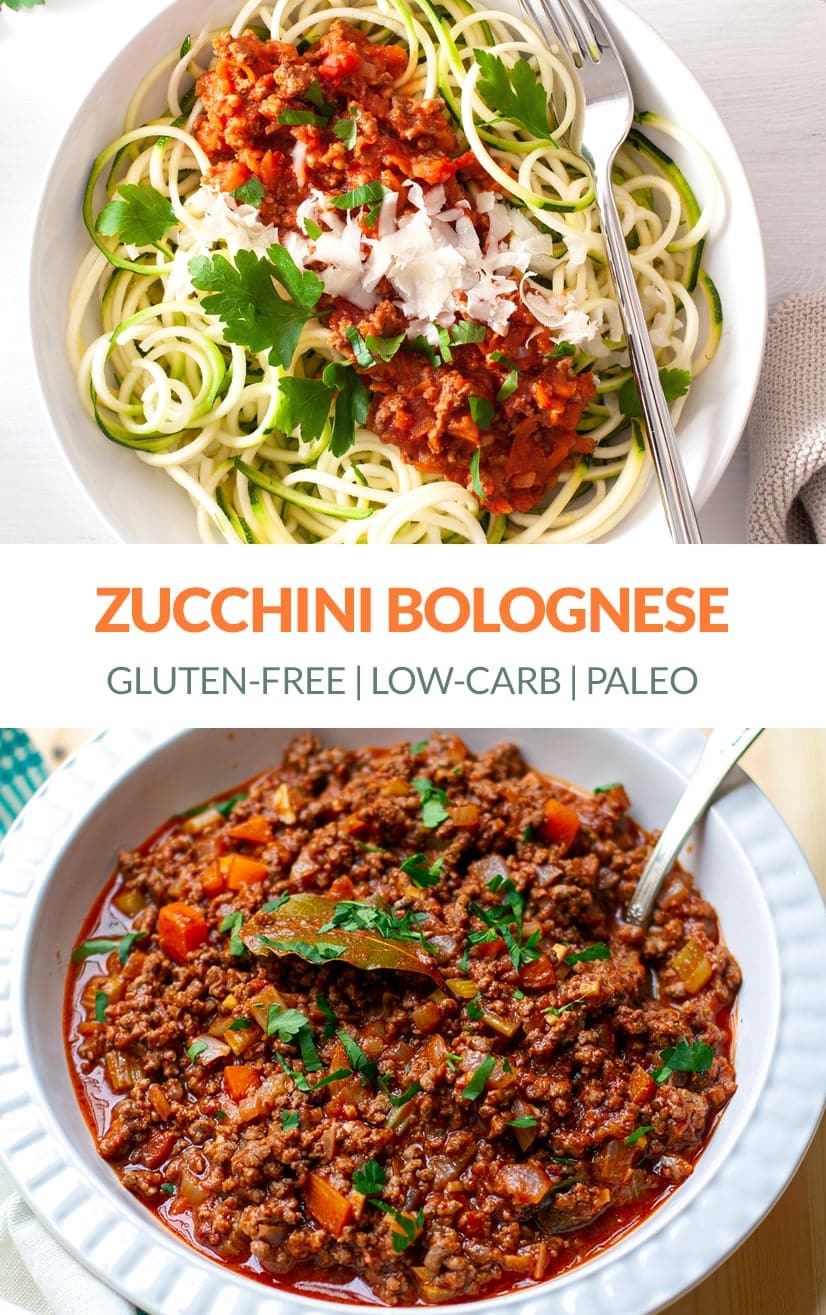 Paleo spaghetti Bolognese with zucchini noodles