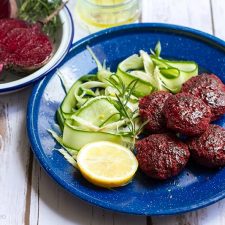 Beetroot Beef & Rosemary Burgers With Fennel Cucumber Salad