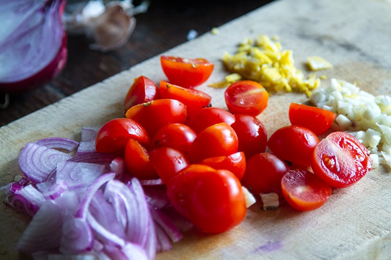 Diced Cherry Tomatoes For Breakfast Fry Up