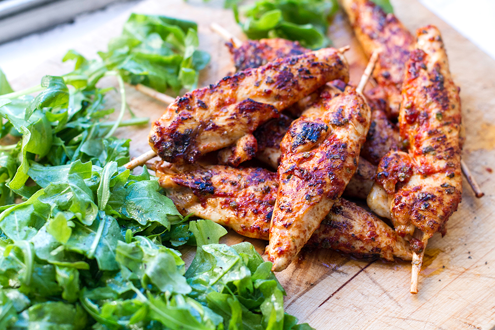 Paleo Chicken Skewers With Chicken Tenders & Marjoram Tomato Garlic Marinade