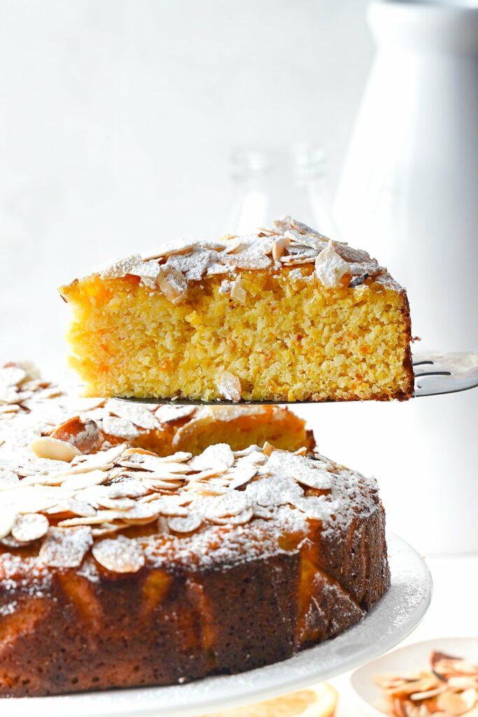 Orange Almond Cake With Basil Cream