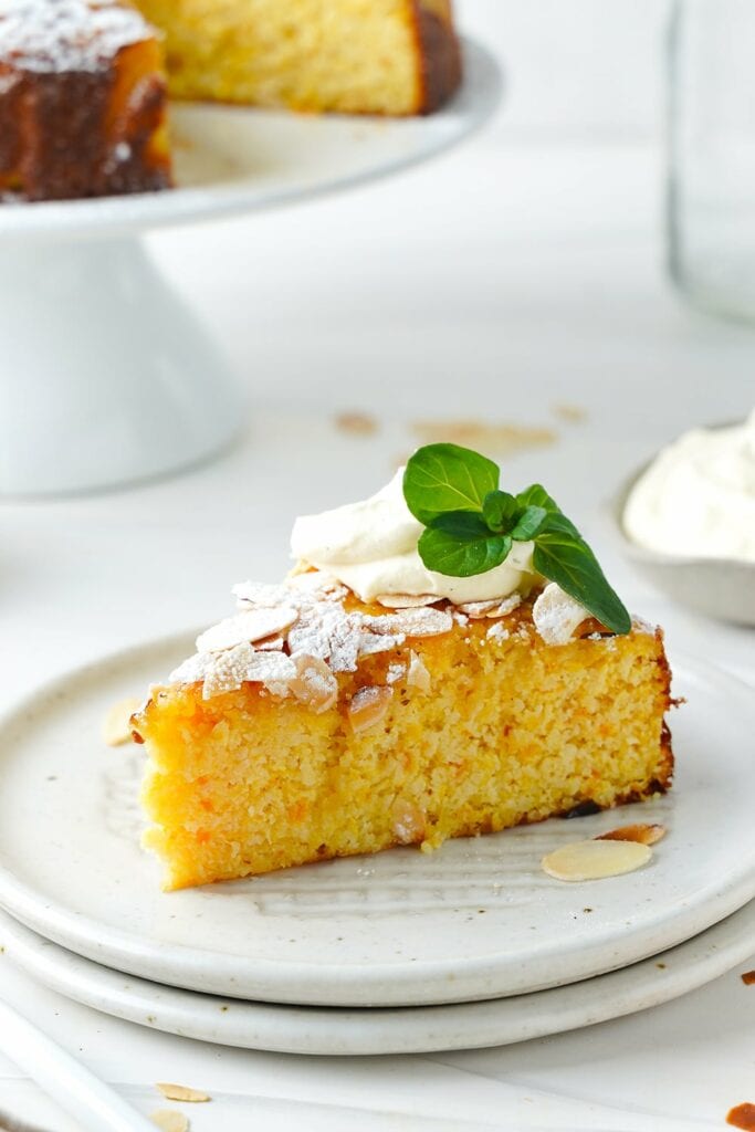 Orange Almond Cake With Basil Cream