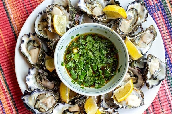 Fresh oysters with zesty Vietnamese dressing