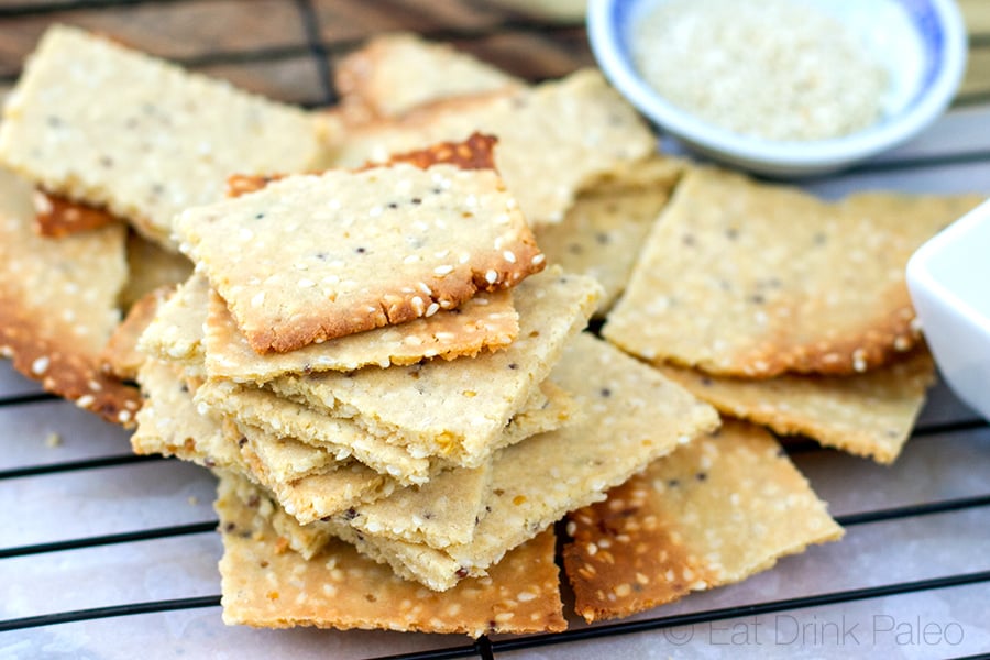 Paleo Crackers with Tahini & Wholegrain Mustard (tree nut free, gluten free, grain free)