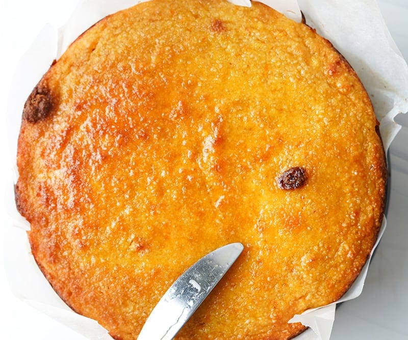 Whole orange cake after baking