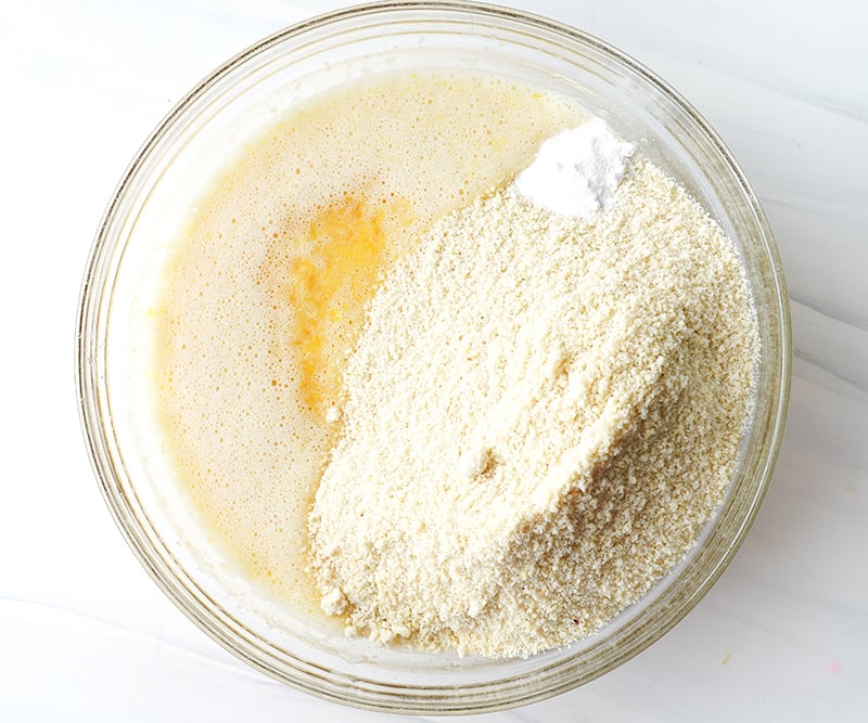 Adding almond meal to orange cake batter