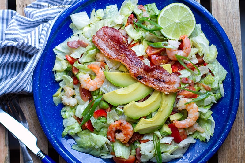 Paleo BLT Salad with Prawns & Avocado