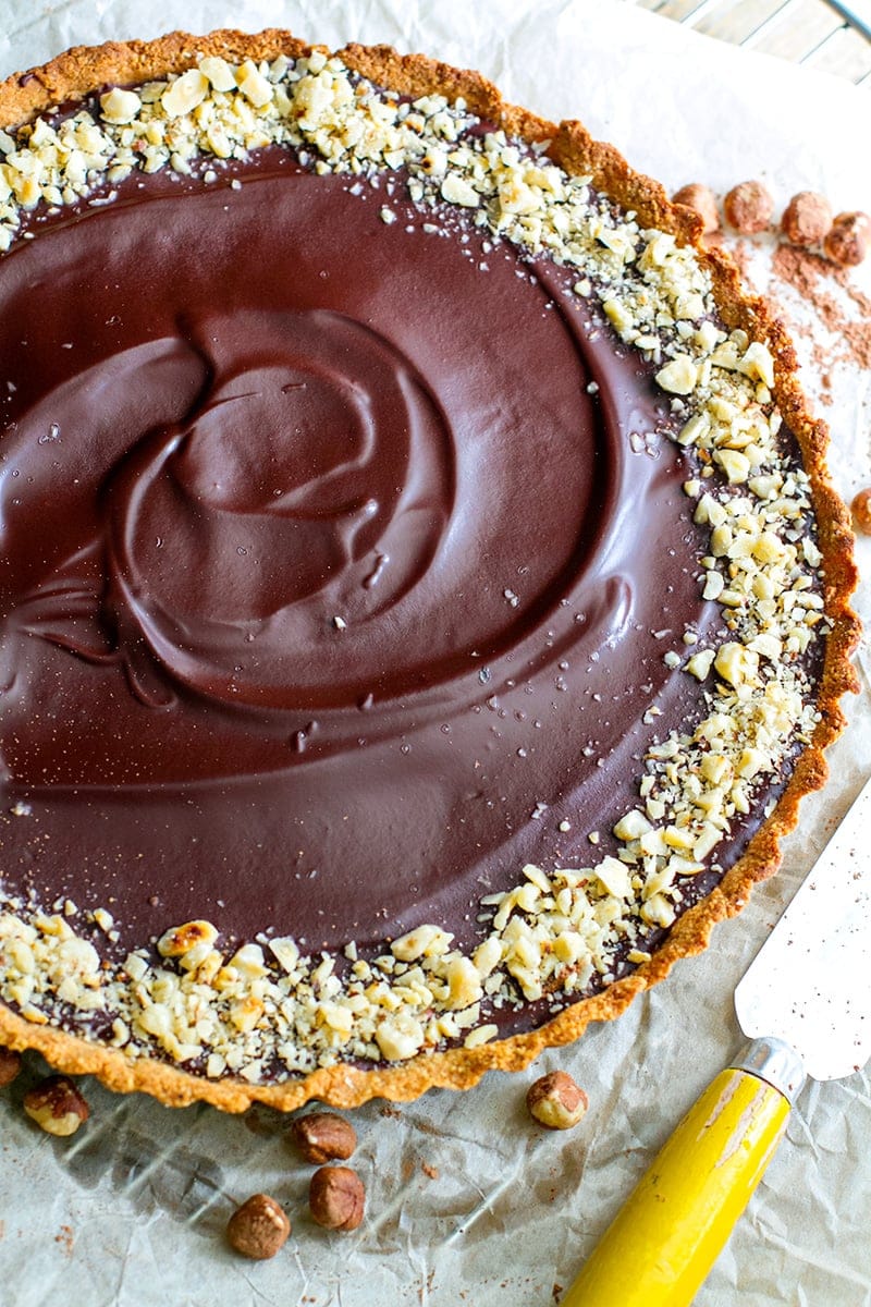 Chocolate Hazelnut Tart With Salted Caramel & Chocolate (Paleo, Gluten-free, Grain-free)