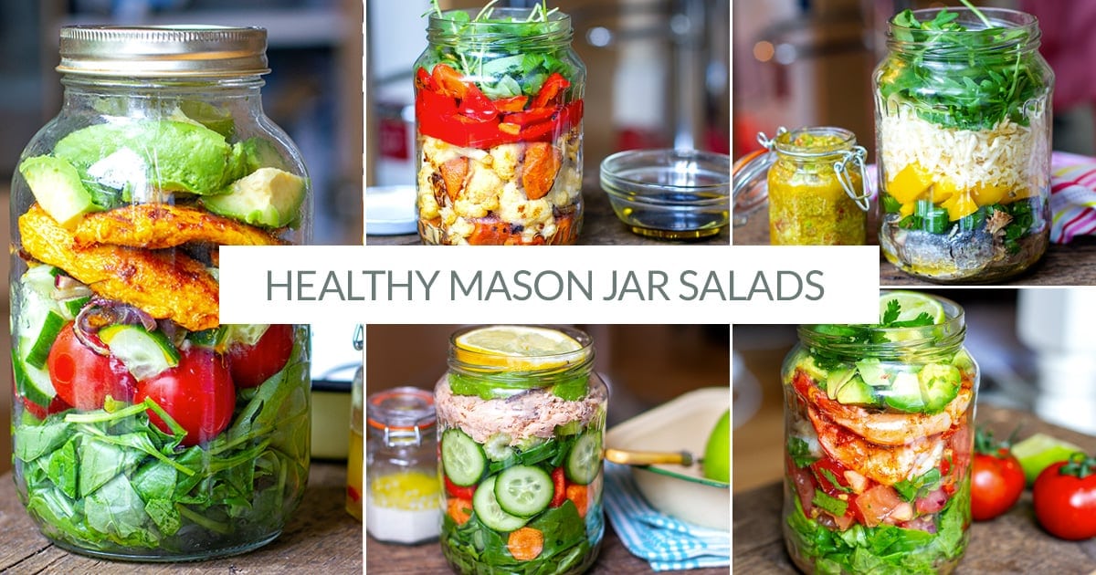 Mason Jar Salads With Recipes and Packing Order! Last 7 days in fridge