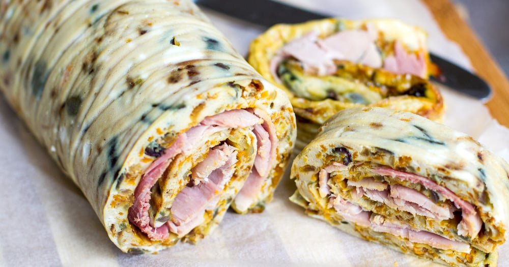 Caramelised Onion & Carrot Omelette Roll Recipe With Ham (Paleo & GF)