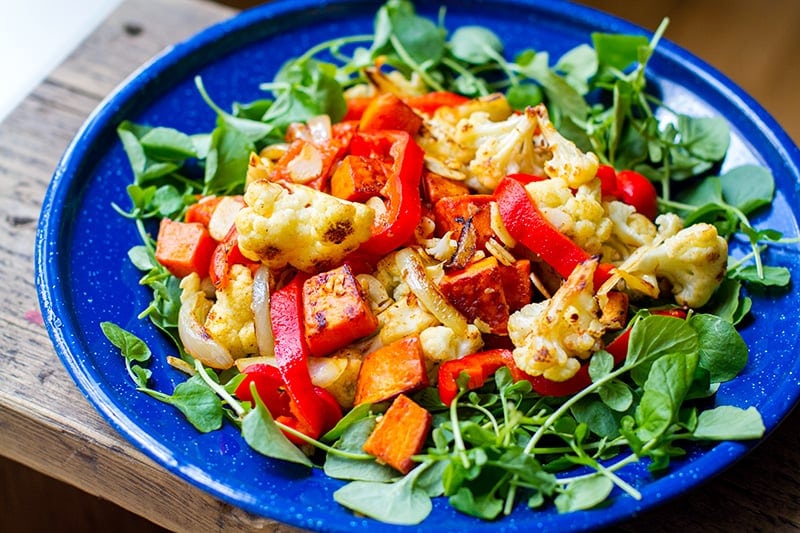 Roasted Vegetables Salad With Balsamic Dressing & Almonds