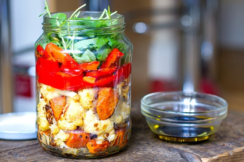 Roasted Veggie Mason Jar Salad