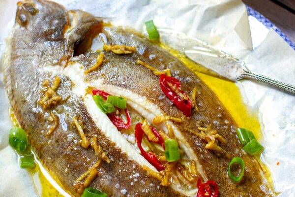 Baked Lemon Sole With Ginger & Chilli Butter Sauce