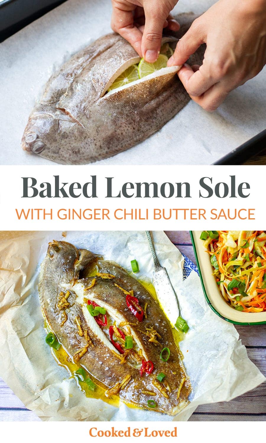 Baked Lemon Sole With Ginger Chili Butter Sauce