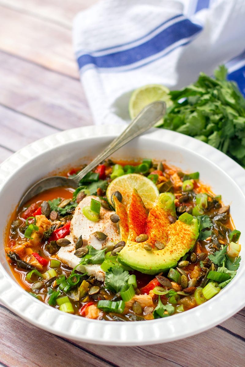 Paleo Chicken & Kale Tortilla Soup