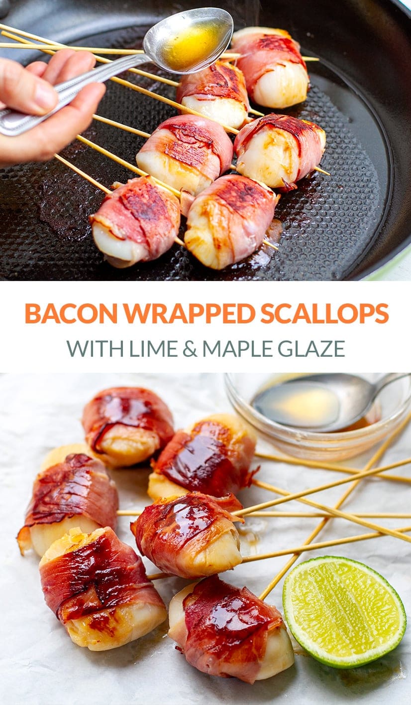 Bacon Wrapped Scallops With Lime & Maple Glaze