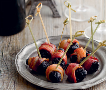 Bacon wrapped prunes