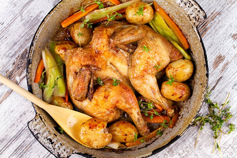 Spatchcock Chicken With Vegetables Roasted