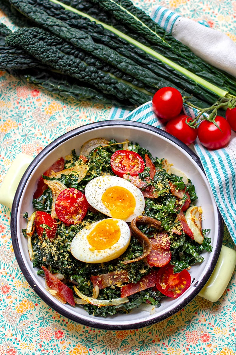 Paleo Kale Caesar Salad With Soft-Boiled Eggs