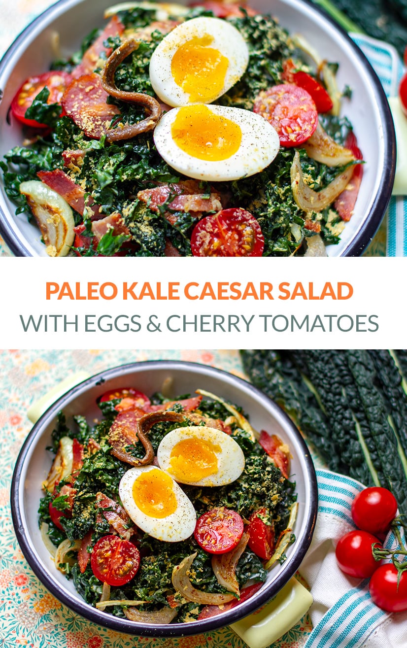 Paleo Kale Caesar Salad With Soft-Boiled Eggs