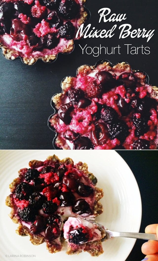 Raw Mixed Berry Tarts With Coconut Yoghurt (Paleo, Vegan)