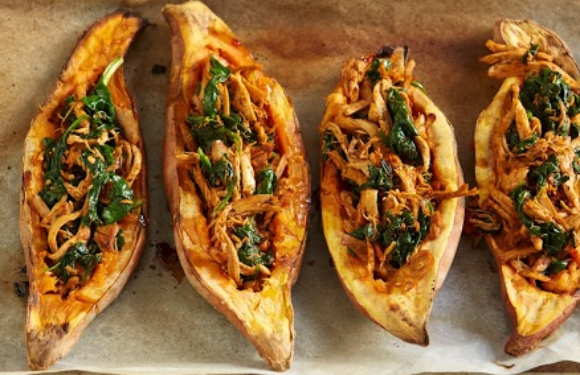 Mexican Chicken Sweet Potato Boats by I Quit Sugar