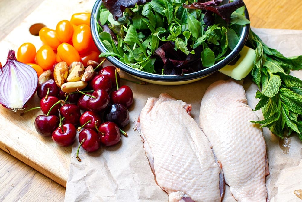 Duck salad ingredients