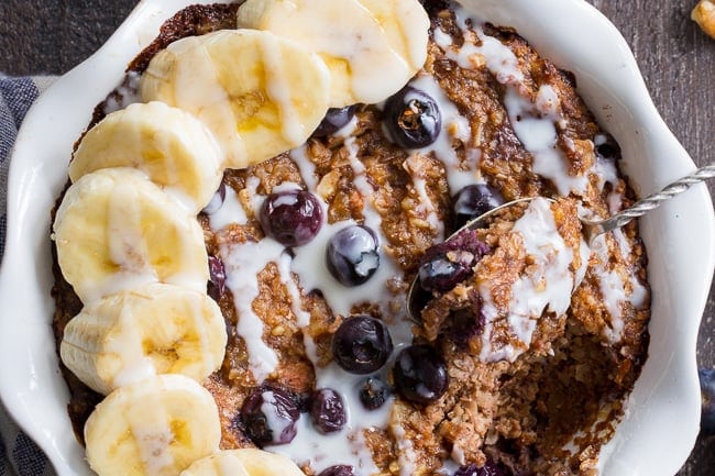 Paleo blueberry oatmeal bake