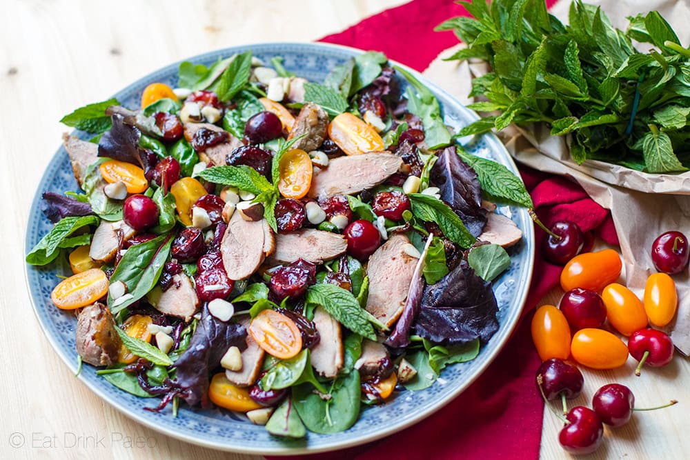 Paleo Duck Breast Salad with cherries