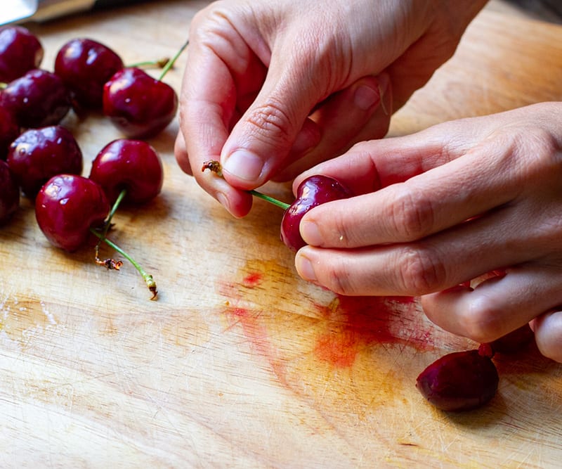 How to remove cherry pits with a knife