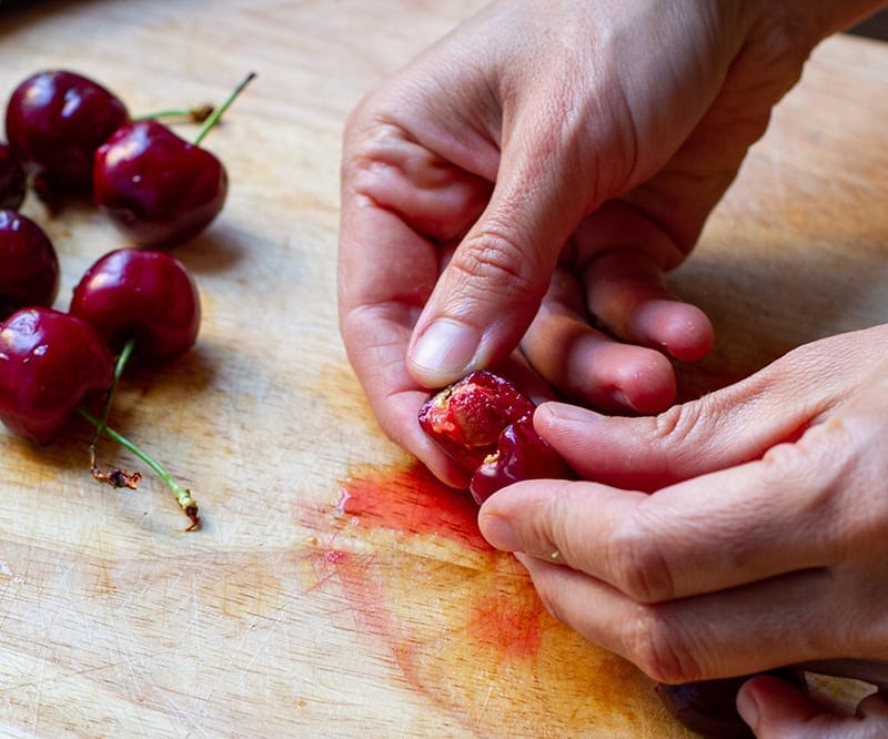 removing the cherry pits 