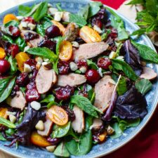 Warm Duck salad With cherries