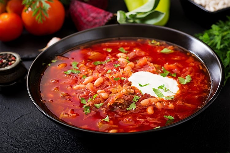 Borscht with beans and beef